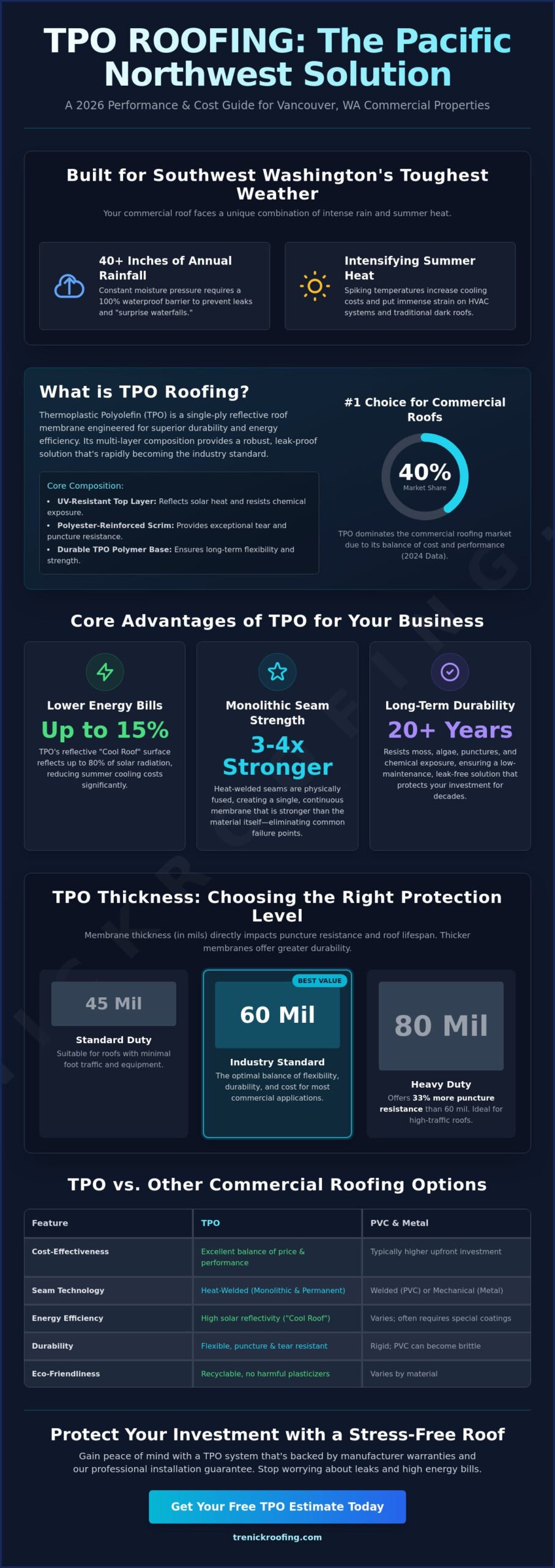 TPO Flat Roofing Systems in Vancouver & Battle Ground: A 2026 Comparison Guide